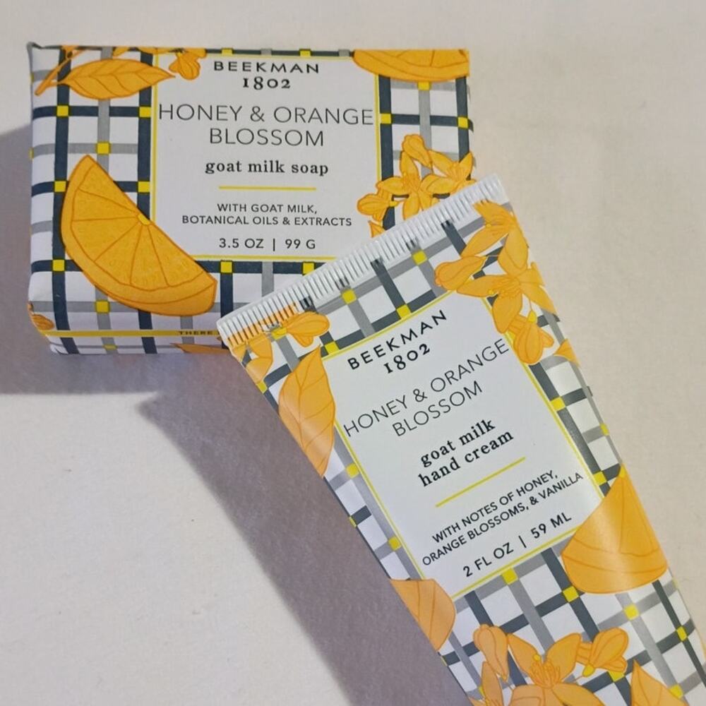 (2piece) Beekman 1802 Honey & Orange Blossom Goat Milk Hand Cream AND Soap